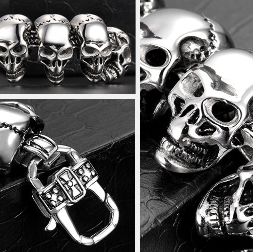 Bracelet Biker Skull (Acier)