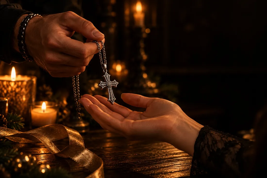 Pendentif croix offert en cadeau